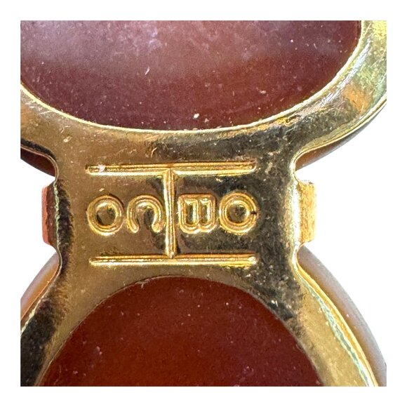 VTG Signed Gold Hobco House of Borvani Tiger Eye Cabochon green eyes Cat pendant - Picture 3 of 5